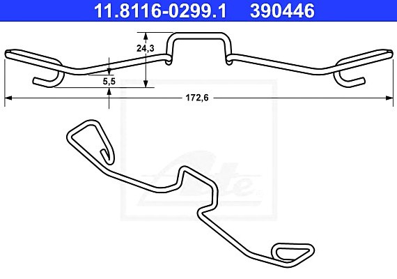 11811602991 Ate Комплект монтажный тормозных колодок AUDI - A6 (4B, C5) - 3.0 AUDI - ALLROAD (4BH, C5) - 2.5 TDI qua 11811602991 ATE