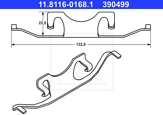 11811601681 Ate Комплект монтажный тормозных колодок BMW: 5 520 d/520 i/523 i/525 d/525 i/525 td/525 tds/528 i/530 d 11811601681 ATE