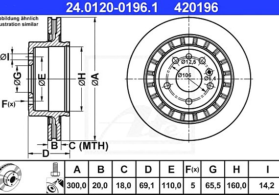 24012001961 Ate Диск тормозной задн, SAAB: 9-5 2.3 Turbo/3.0 TiD/3.0 V6t 97-, 9-5 универсал 2.3 Turbo/3.0 TiD/3.0 V6 24012001961 ATE