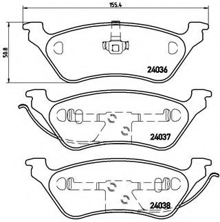 P11014 BREMBO (Германия) Колодки гальмівні дискові задні CHRYSLER: TOWN & COUNTRY 00-07 , VOYAGER IV (RG) 00- \  DODGE: CARAVAN P11014 BREMBO