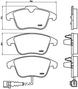 P85112 BREMBO (Германия) Колодки гальмівні дискові передні, AUDI: Q3 2.0 TDI/2.0 TDI quattro/2.0 TFSI quattro 11-  \  SEAT: ALH P85112 BREMBO