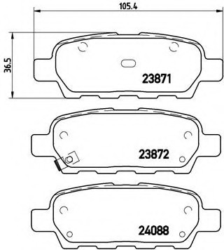 P56046 BREMBO (Германия) Колодки гальмівні дискові задні INFINITI: FX 03- \ NISSAN: ALTIMA 06-, ALTIMA купе 06-, MURANO (Z50) P56046 BREMBO