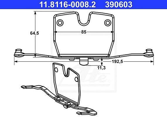 11811600082 Ate Комплект монтажный тормозных колодок BMW: 5 GRAN TURISMO 550 i/550 i xDrive 09-, 7 750 d xDrive/750 11811600082 ATE