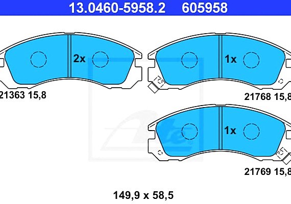 13046059582 Ate Колодки тормозные дисковые передн, CITROEN: C-CROSSER 2.2 HDi/2.4 16V 07-, C-CROSSER ENTERPRISE 2.2 13046059582 ATE