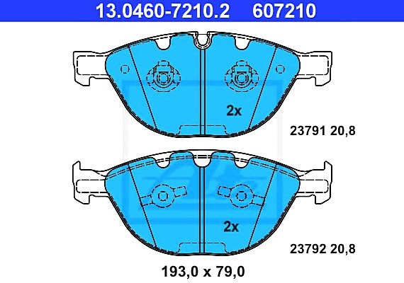 13046072102 Ate Колодки тормозные дисковые передн, BMW: 5 535 d/540 i/550 i/M 03-10, 5 Touring 535 d/550 i/M 04-, 6 13046072102 ATE