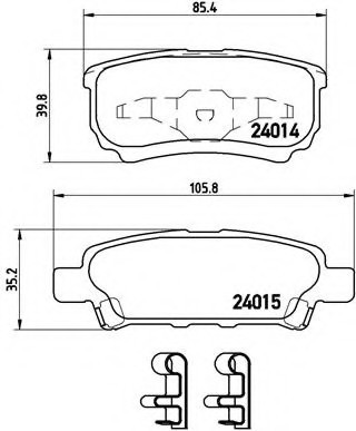 P54034 BREMBO (Германия) Колодки тормозные дисковые задн, DODGE: AVENGER 2.0/2.0 CRD/2.4/2.7/2.7 Flex-Fuel 07-, CALIBER 1.8/2 P54034 BREMBO