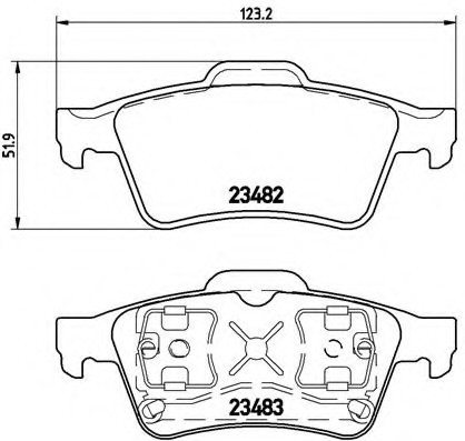 P59044 BREMBO (Германия) Колодки тормозные дисковые задн, NISSAN: PRIMERA 1.6/1.8/1.9 dCi/2.0/2.2 Di/2.2 dCi/2.5 02-, PRIMERA P59044 BREMBO