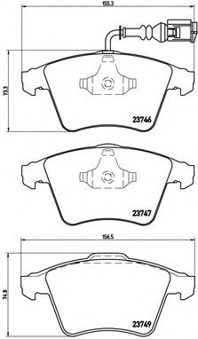 P85081 BREMBO (Германия) Колодки тормозные дисковые передн VW: MULTIVAN V (7HM, 7HN, 7HF, 7EF, 7EM, 7EN) 03-, TRANSPORTER V c P85081 BREMBO