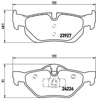 P06038 BREMBO (Германия) Колодки гальмівні дискові задні, BMW: 1 116 d/116 i/118 d/118 i/120 d/120 i/123 d/130 i 04-12, 1 116 P06038 BREMBO