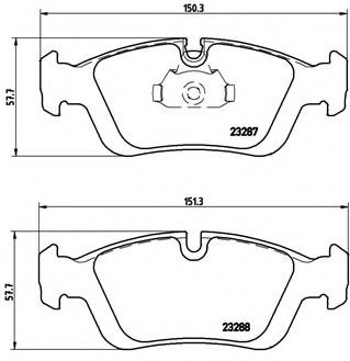 P06024 BREMBO (Германия) Колодки гальмівні дискові передні BMW: 3  90-98 , 3  98-05 , 3 Compact  94-00 , 3 Compact  01-05 , 3 P06024 BREMBO