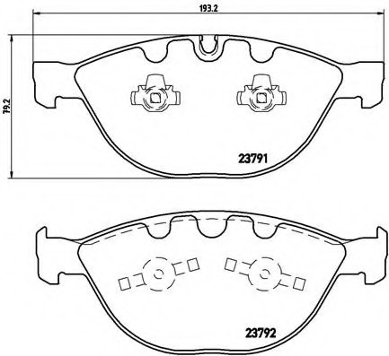 P06047 BREMBO (Германия) Колодки гальмівні дискові передні, BMW: 5 535 d/550 i/M 03-10, 5 Touring 535 d/550 i/M 04-, 6 635 d/ P06047 BREMBO