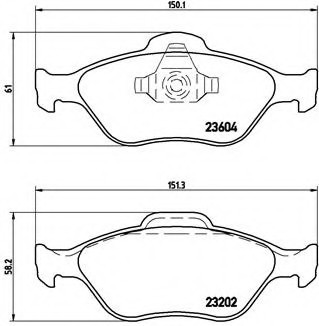 P24055 BREMBO (Германия) Колодки гальмівні дискові передні, FORD: FIESTA IV 1.0 i/1.25 i 16V/1.3 i/1.4 i 16V/1.6 16V Sport/1. P24055 BREMBO