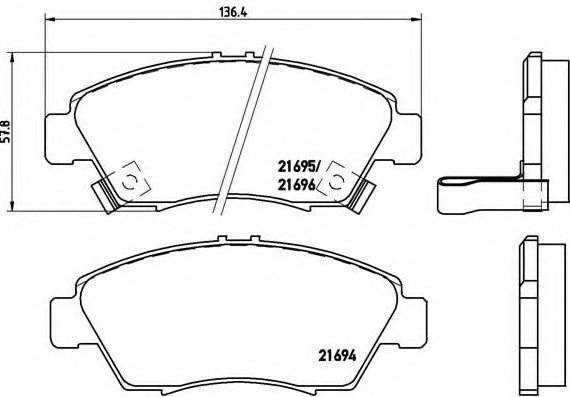 P28023 BREMBO (Германия) Колодки гальмівні дискові передні, HONDA: AIRWAVE 1.5/1.5 iDSi MDS 4x4 04-, CIVIC V Hatchback 1.6 VT P28023 BREMBO