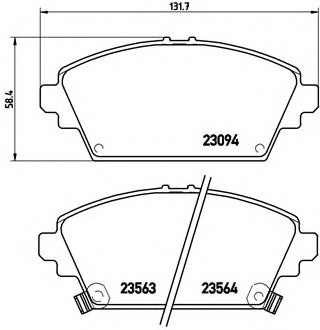 P28029 BREMBO (Германия) Колодки тормозные дисковые передн, HONDA: ACCORD VI 1.8 i/2.0 Turbo DI/2.0 i/2.3 97-03, ACCORD VI Ha P28029 BREMBO