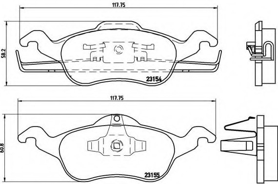 P24046 BREMBO (Германия) Колодки гальмівні дискові передні, FORD: FOCUS 1.4 16V/1.6 16V/1.6 16V Flexifuel/1.8 16V/1.8 DI/ TDD P24046 BREMBO