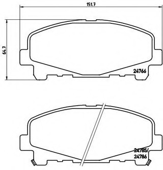 P28043 BREMBO (Германия) Колодки гальмівні дискові передні, HONDA: ACCORD VIII 2.0 i/2.4/2.4 i 08-, ACCORD VIII 2.0 i/2.4 i 0 P28043 BREMBO