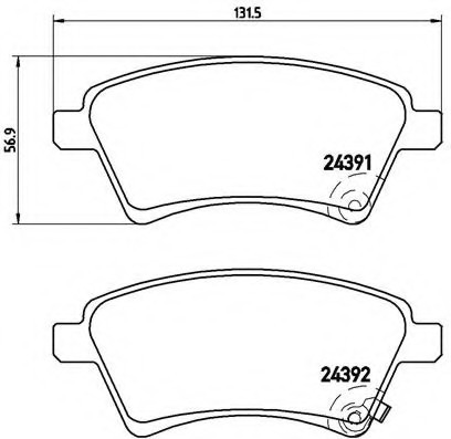 P23105 BREMBO (Германия) Колодки гальмівні дискові передні, FIAT: SEDICI 1.6 16V/1.6 16V 4x4/1.9 D Multijet/1.9 D Multijet 4x P23105 BREMBO