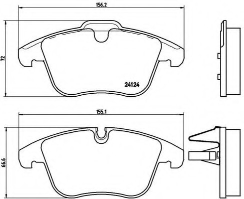 P36022 BREMBO (Германия) Колодки гальмівні дискові передні, JAGUAR: S-TYPE 2.5 V6/2.7 D/3.0 V6/4.2 V8 99-08, XF 2.2 D/2.7 D/3 P36022 BREMBO