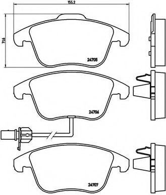 P85113 BREMBO (Германия) Колодки гальмівні дискові передні A4 (8K2), A4 Allroad (8KH), A4 Avant (8K5), A5 (8T), A5 Convertibl P85113 BREMBO