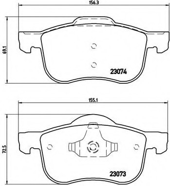 P86016 BREMBO (Германия) Колодки гальмівні дискові передні, VOLVO: S60 2.0 T/2.3 T5/2.4/2.4 AWD/2.4 Bifuel/2.4 D/2.4 D5/2.4 T P86016 BREMBO