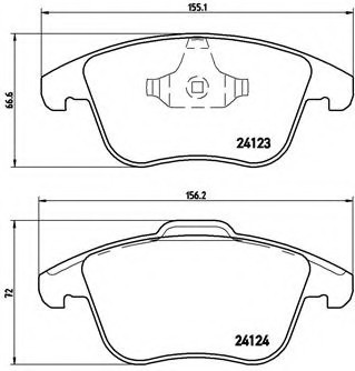 P24076 BREMBO (Германия) Колодки гальмівні дискові передні FORD: GALAXY 06-, MONDEO IV 07-, MONDEO IV Turnier 07-, MONDEO IV P24076 BREMBO