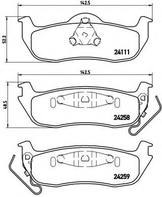 P37011 BREMBO (Германия) Колодки тормозные дисковые задн, JEEP: COMMANDER 3.0 CRD/3.7 V6/4.7 V8/5.7 V8 05-10, GRAND CHEROKEE P37011 BREMBO