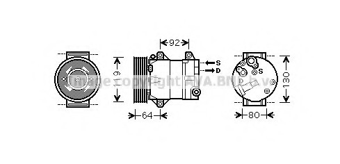 RTAK429 AVA COOLING Компресор кондиціонера Renault Megane II, Scenic II (03-) 1.9DCi, 2.0i (RTAK429) AVA