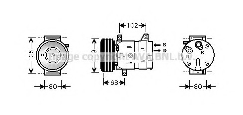 RTAK440 AVA COOLING Компресор кондиціонера Renault Master II (98-), Trafic II (01-)/Opel Movano (98-), Vivaro (01-)/Nissan Interstar (02-), Primastar (01-) (RTAK440) AVA