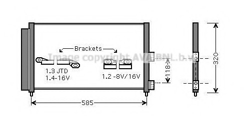 FT5289D AVA COOLING Радіатор кондиціонера FIAT: DOBLO (119) 1.3 JTD/1.9 JTD (223AXE1A) 01-, DOBLO Cargo (223) 1.3 D Mult FT5289D AVA