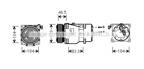 CNAK201 AVA COOLING Компрессор кондиционера CITROEN: BERLINGO 1.6 HDI 110/1.6 HDI 75/1.6 HDI 90 08-, BERLINGO (MF) 1.6 H CNAK201 AVA