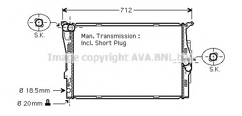 BWA2291 AVA COOLING Радиатор системы охлаждения BMW: 1 (E81, E87) 116i/118i/120i 04 - , 1 кабрио (E88) 118i 08 - , 3 (E9 BWA2291 AVA