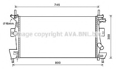 FD2475 AVA COOLING Радиатор системы охлаждения FORD: C-MAX II 1.6 FLEXIFUEL/1.6 TI 10-, FOCUS III 1.6 FLEXIFUEL/1.6 LPG FD2475 AVA