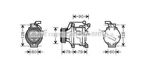 Компресор кондиционера TOYOTA: COROLLA (ZZE12, NDE12, ZDE12) 1.4 VVT-I/1.6 VVT-I/1.8 VVTL-I TS/2.0 TOAK443 AVA