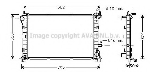 FD2379 AVA COOLING РАДИАТОР (FD2265)(62052) FORD.Focus (2.0, 1.8TD 98-) P 600 358 27 M.KL+/- FORD FOCUS, 09.98-11.2004 FD2379 AVA