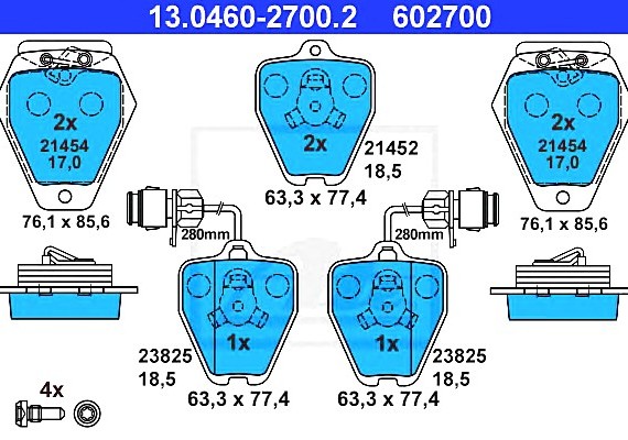 13046027002 Ate 13.0460-2700.2_=571983B=508 02=FDB985 !колодки дисковые п. \ Audi A8 2.8-4.2 94>/S6 4.2 94> 13046027002 ATE