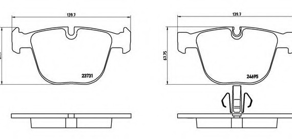 P06053 BREMBO (Германия) Колодки гальмівні дискові задні B7 (F01, F02), 5 GRAN TURISMO (F07GT), 7 (F01, F02, F03, F04) P06053 BREMBO