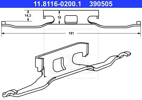 11811602001 Ate Комплект монтажный тормозных колодок MERCEDES-BENZ - VITO автобус (638) - 113 2.0 (638.11- 11811602001 ATE