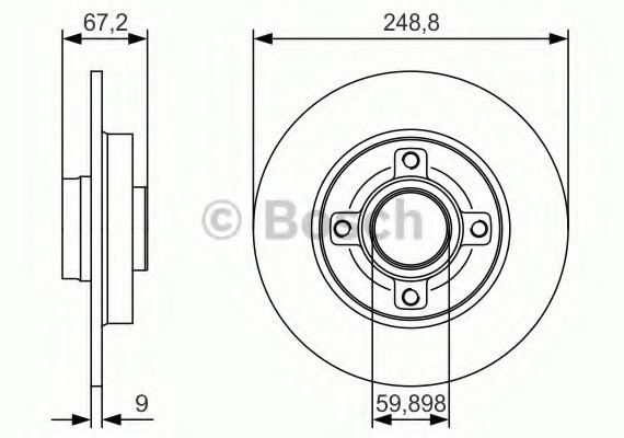 0986479S42 BOSCH 0 986 479 S42_диск тормозной задний! \ Citroen C4, Peugeot 307 1.4-2.0/1.6HDi/2.0HDi 01> 0986479S42 BOSCH