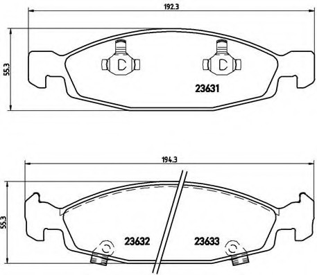 P37005 BREMBO (Германия) Колодки гальмівні дискові передні JEEP: CHEROKEE (XJ) 84-, GRAND CHEROKEE II (WJ, WG) 98- P37005 BREMBO