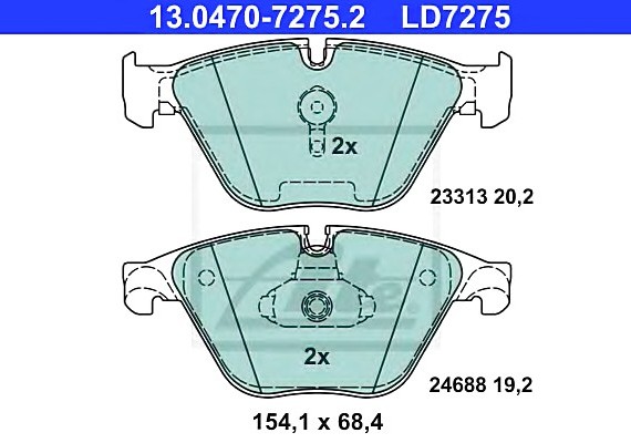 13047072752 Ate 13.0470-7275.2_колодки дисковые п.!ceramic \ \ bmw f07gt/f10/f11 2.8i/2.5d/3.0d 10> 13047072752 ATE