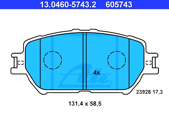 Колодки тормозные дисковые передн, TOYOTA: CAMRY 2.0 VVTI/2.4 VVT-i/3.0/3.0 V6 01-06 13046057432 ATE