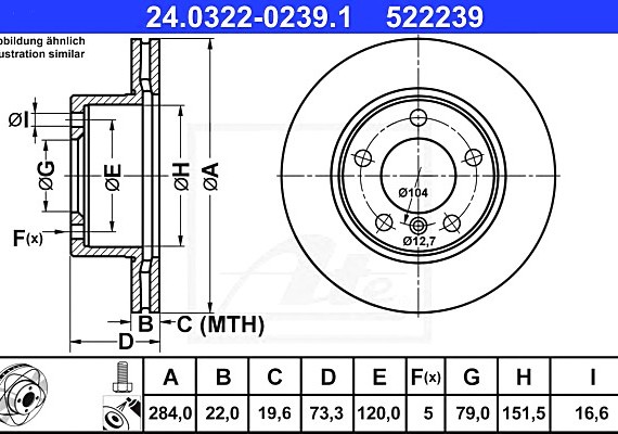 24032202391 Ate Диск гальмівний Power Disc