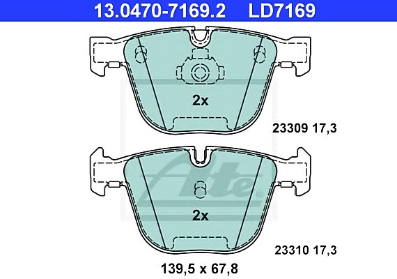 13047071692 Ate 13.0470-7169.2_колодки дисковые задние! Ceramic \ BMW E65/E66 4.5/6.0/4.0D 01> 13047071692 ATE