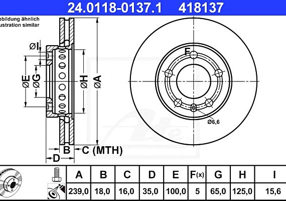 24011801371 Ate 24.0118-0137.1_диск тормозной передний! skoda fabia, vw polo 1.0-1.41.9tdi 99> 24011801371 ATE