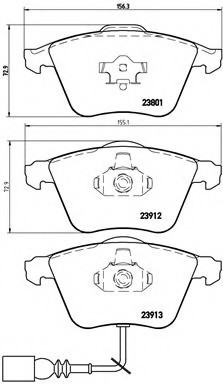 P85079 BREMBO (Германия) P85079_=964 32 !колодки дисковые п. \ Audi A3 Sportback 1.8/3.2i V6/2.0TDi 03> P85079 BREMBO