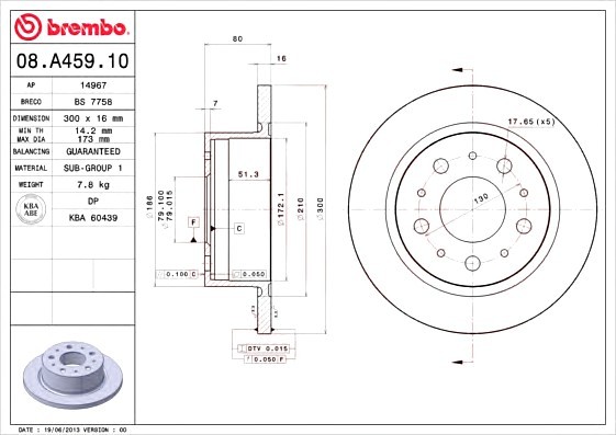 08A45910 BREMBO (Германия) Гальмівний диск BREMBO