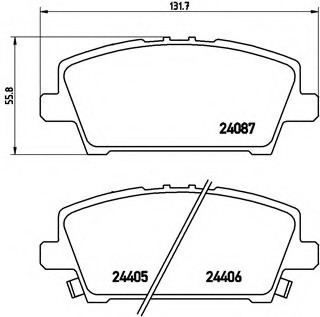 P28037 BREMBO (Германия) Колодкі гальмівні HONDA CIVIC VII Hatchback (FD_) 1.4 Kw 61 01/06 - > F P28037 BREMBO