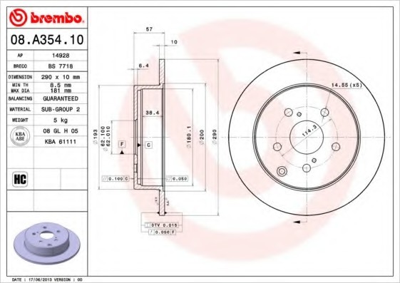 08A35410 BREMBO (Германия) Гальмівний диск BREMBO