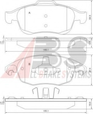37598 ABS Колодки тормозные перед. PSA C4 PICASSO GRAND PICASSO 1 6HDi 1 8L 06 ) 37598 A.B.S.
