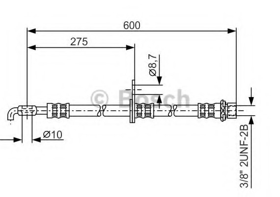 1987476246 BOSCH Шланг тормозной TOYOTA AVENSIS/COROLLA 1.6-2.4 02- 600мм передний 1987476246 BOSCH